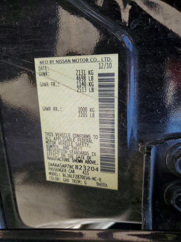 Продаж на аукціоні авто 2011 Nissan Maxima, vin: 1N4AA5AP7BC823204, номер лоту: 63411306