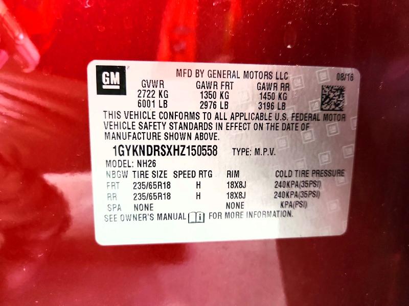Продаж на аукціоні авто 2017 Cadillac Xt5, vin: 1GYKNDRSXHZ150558, номер лоту: 65857666