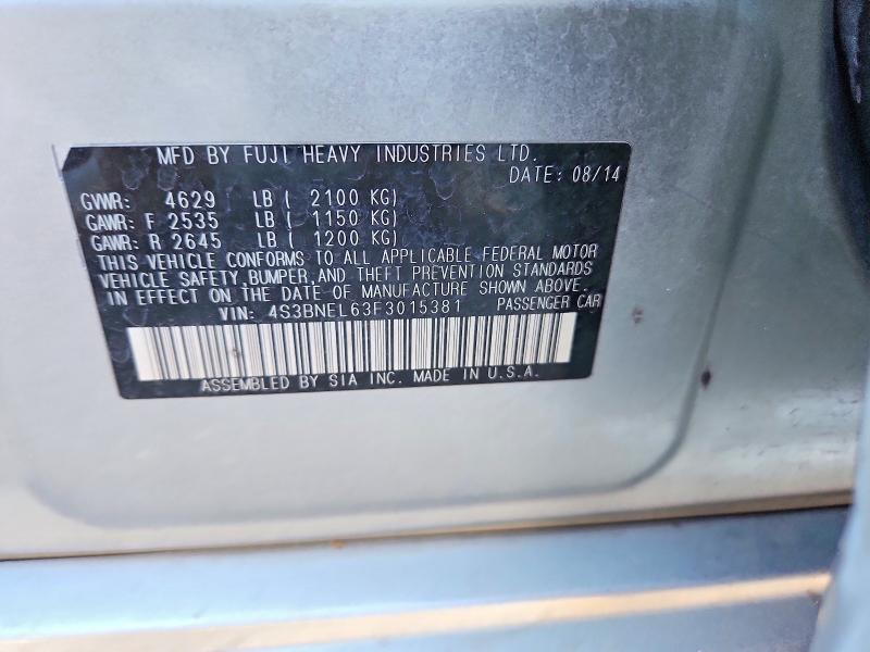 65724696 :رقم المزاد ، 4S3BNEL63F3015381 vin ، 2015 Subaru Legacy مزاد بيع