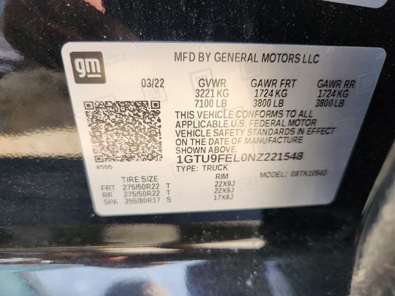 2022 Gmc Sierra Limited მანქანა იყიდება აუქციონზე, vin: 1GTU9FEL0NZ221548, აუქციონის ნომერი: 64745386