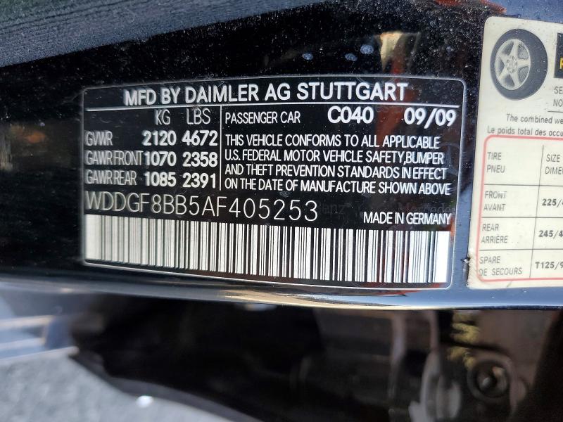 66137746 :رقم المزاد ، WDDGF8BB5AF405253 vin ، 2010 Mercedes-benz C مزاد بيع