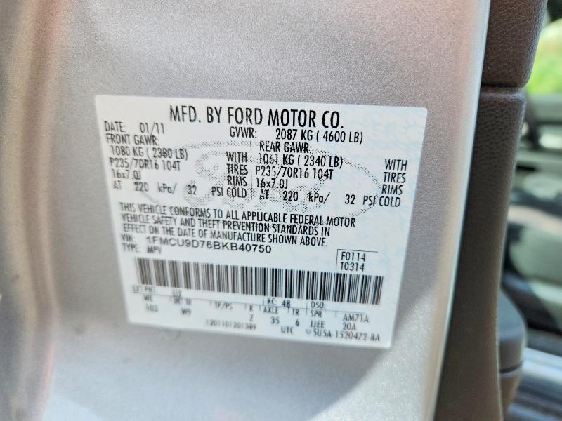 2011 Ford Escape მანქანა იყიდება აუქციონზე, vin: 1FMCU9D76BKB40750, აუქციონის ნომერი: 66417176