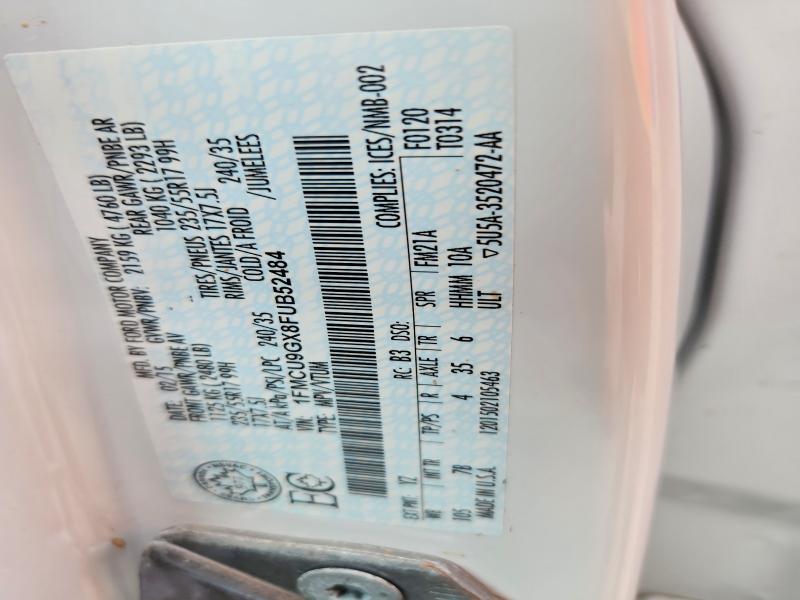 Aukcja sprzedaży 2015 Ford Escape, vin: 1FMCU9GX8FUB52484, numer aukcji: 65855766