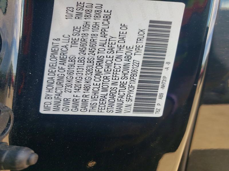 2023 Honda Ridgeline მანქანა იყიდება აუქციონზე, vin: 5FPYK3F1XPB061227, აუქციონის ნომერი: 67065486