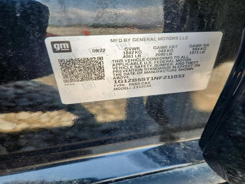 64452356 :رقم المزاد ، 1G1ZB5ST1NF211033 vin ، 2022 Chevrolet Malibu مزاد بيع