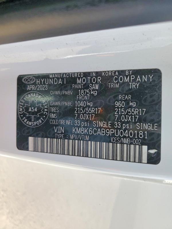 65865246 :رقم المزاد ، KM8K6CAB9PU040181 vin ، 2023 Hyundai Kona مزاد بيع