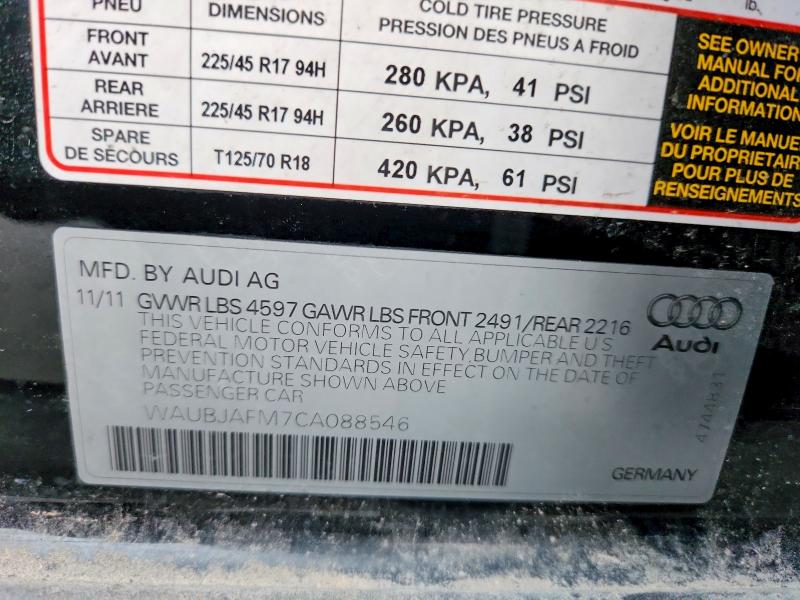 Aukcja sprzedaży 2012 Audi A3, vin: WAUBJAFM7CA088546, numer aukcji: 67170026