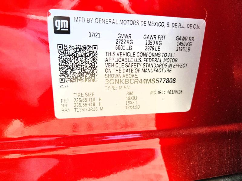 63494036 :رقم المزاد ، 3GNKBCR44MS577808 vin ، 2021 Chevrolet Blazer مزاد بيع