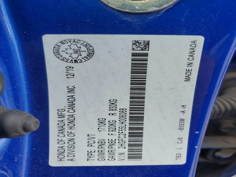 Продажа на аукционе авто 2020 Honda Civic, vin: 2HGFC2F55LH006068, номер лота: 63032366