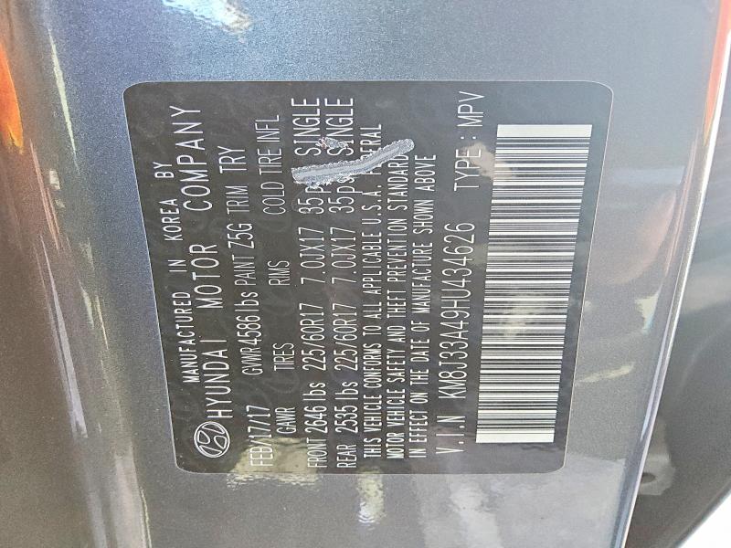 Aukcja sprzedaży 2017 Hyundai Tucson, vin: KM8J33A49HU434626, numer aukcji: 61786596