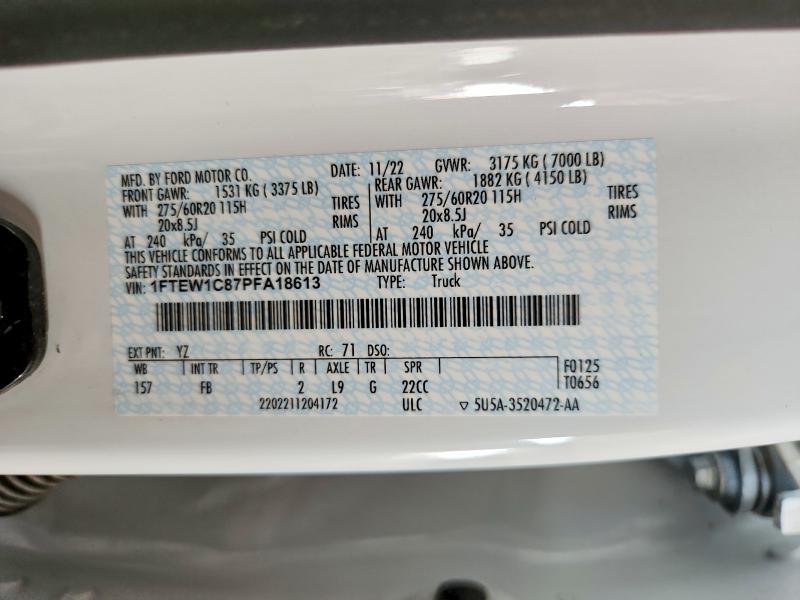 Продажа на аукционе авто 2023 Ford F150, vin: 1FTEW1C87PFA18613, номер лота: 64021256