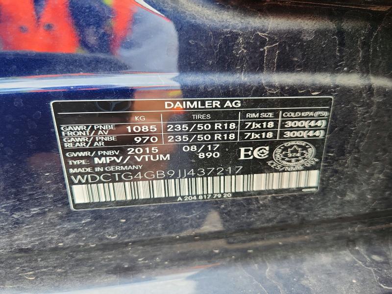 2018 Mercedes-benz Gla მანქანა იყიდება აუქციონზე, vin: WDCTG4GB9JJ437217, აუქციონის ნომერი: 64250676