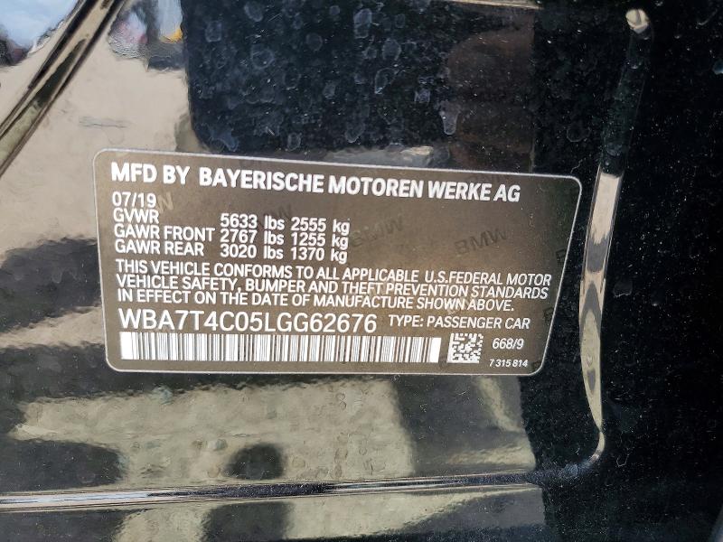 Aukcja sprzedaży 2020 Bmw 740, vin: WBA7T4C05LGG62676, numer aukcji: 66349816