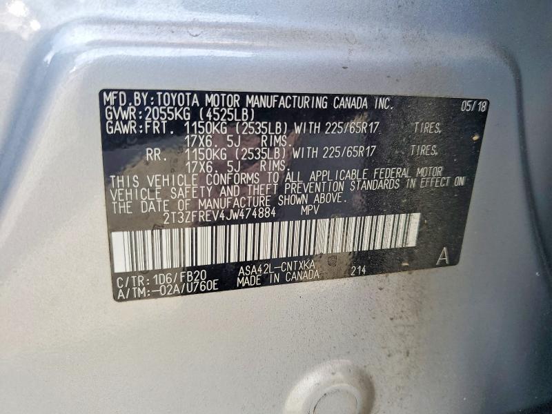 Aukcja sprzedaży 2018 Toyota Rav4, vin: 2T3ZFREV4JW474884, numer aukcji: 67148026