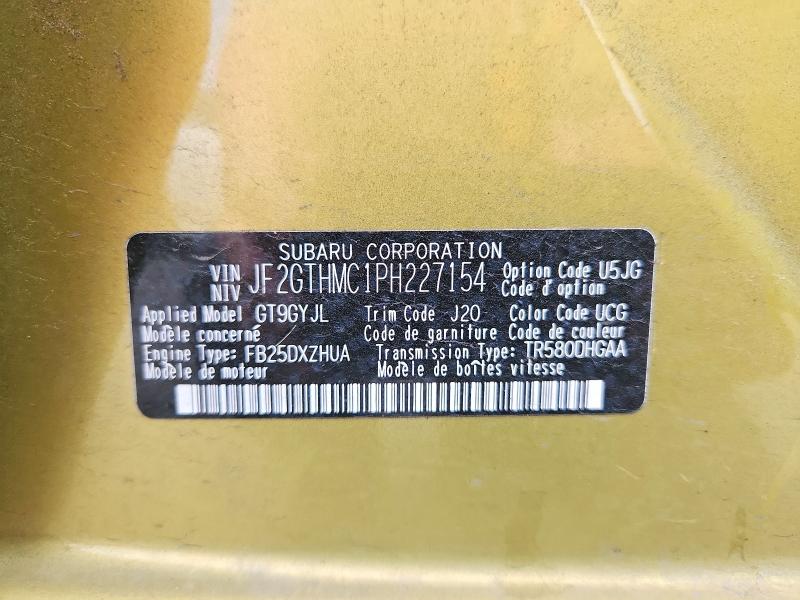 66509566 :رقم المزاد ، JF2GTHMC1PH227154 vin ، 2023 Subaru Crosstrek مزاد بيع