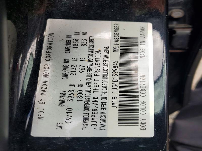 66276396 :رقم المزاد ، JM1BL1UG4B1399845 vin ، 2011 Mazda Mazda 3 مزاد بيع
