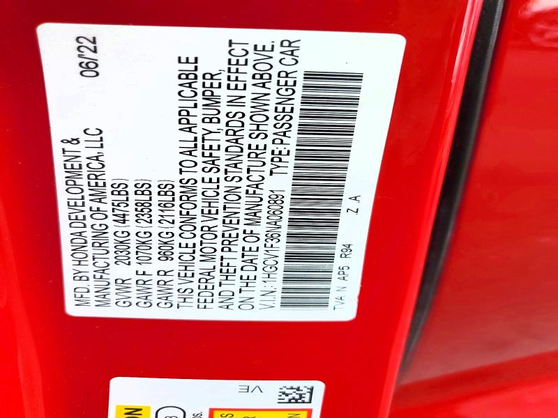 2022 Honda Accord მანქანა იყიდება აუქციონზე, vin: 1HGCV1F36NA060891, აუქციონის ნომერი: 66798406