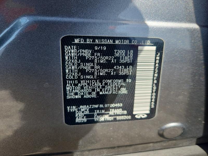 Aukcja sprzedaży 2020 Infiniti Qx80, vin: JN8AZ2NF8L9700453, numer aukcji: 65290456