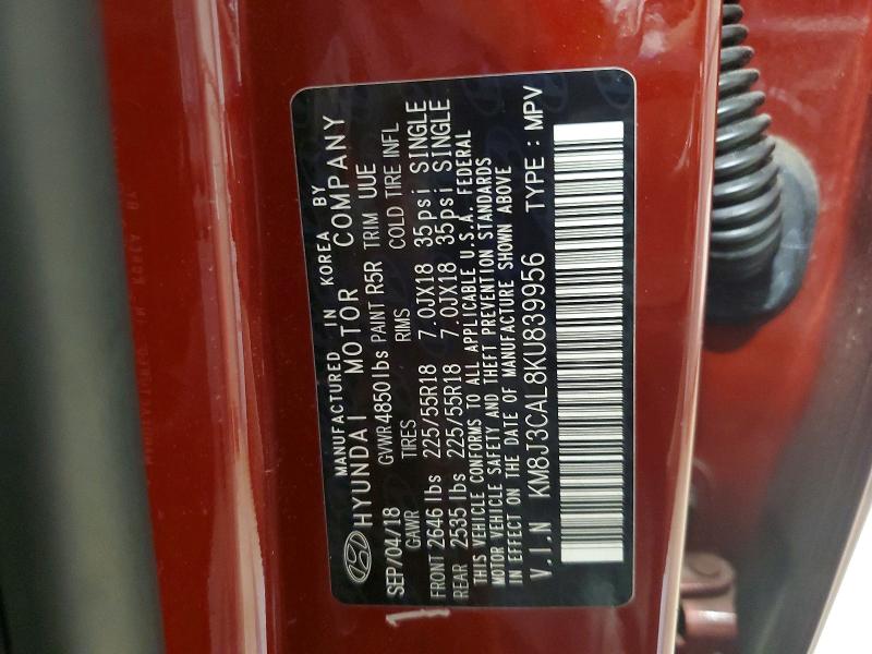 Aukcja sprzedaży 2019 Hyundai Tucson, vin: KM8J3CAL8KU839956, numer aukcji: 65467396