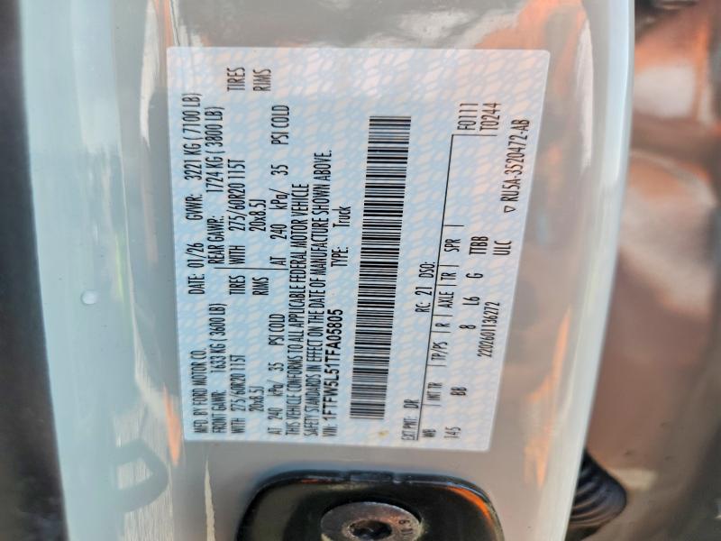 Aukcja sprzedaży 2026 Ford F150, vin: 1FTFW5L51TFA05805, numer aukcji: 64379196