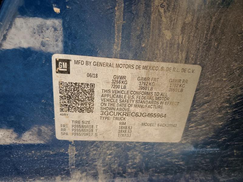 Aukcja sprzedaży 2018 Chevrolet Silverado, vin: 3GCUKREC6JG465964, numer aukcji: 65201466