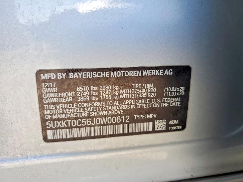 2018 Bmw X5 მანქანა იყიდება აუქციონზე, vin: 5UXKT0C56J0W00612, აუქციონის ნომერი: 65551176