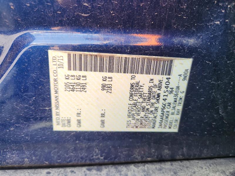 2016 Nissan Maxima მანქანა იყიდება აუქციონზე, vin: 1N4AA6AP6GC415404, აუქციონის ნომერი: 66124836