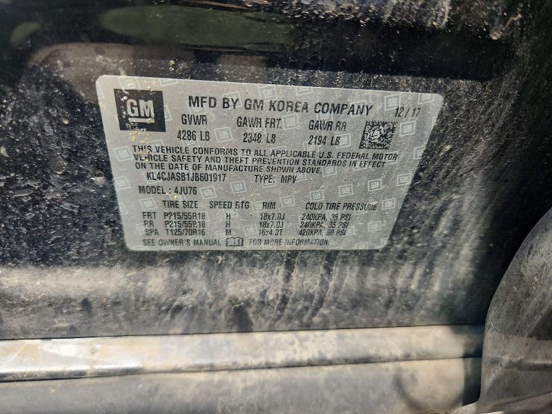64034636 :رقم المزاد ، KL4CJASB1JB601917 vin ، 2018 Buick Encore مزاد بيع