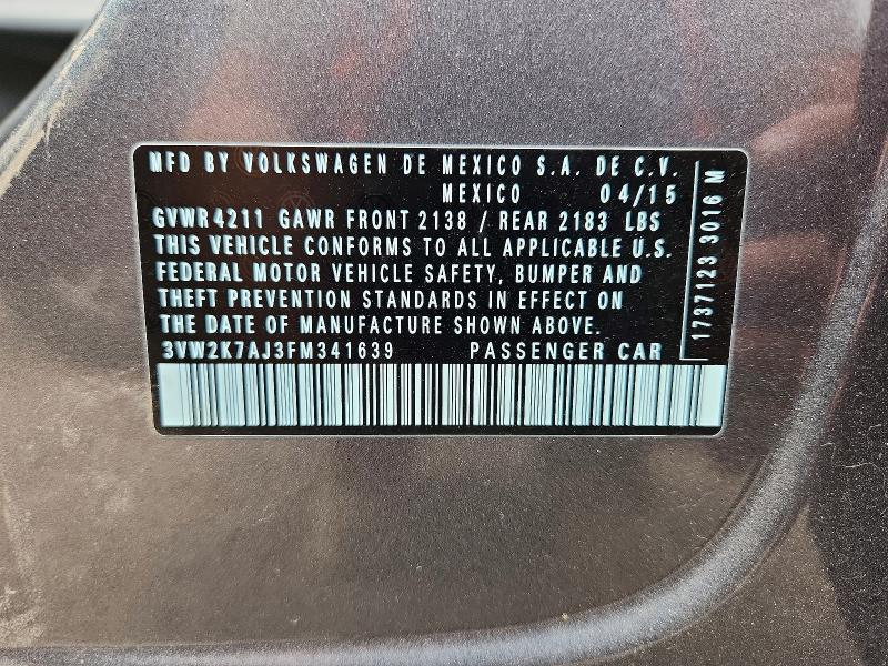 Продажа на аукционе авто 2015 Volkswagen Jetta, vin: 3VW2K7AJ3FM341639, номер лота: 64360896