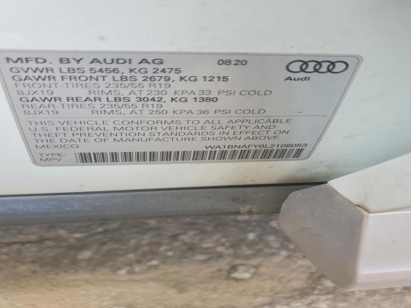 Aukcja sprzedaży 2020 Audi Q5, vin: WA1BNAFY0L2108053, numer aukcji: 63527146