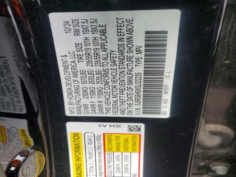 64458036 :رقم المزاد ، 5J6RS6H9XSL022235 vin ، 2025 Honda Cr-v مزاد بيع