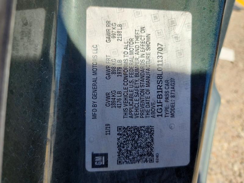 66448486 :رقم المزاد ، 1G1FB1RS8L0113707 vin ، 2020 Chevrolet Camaro مزاد بيع