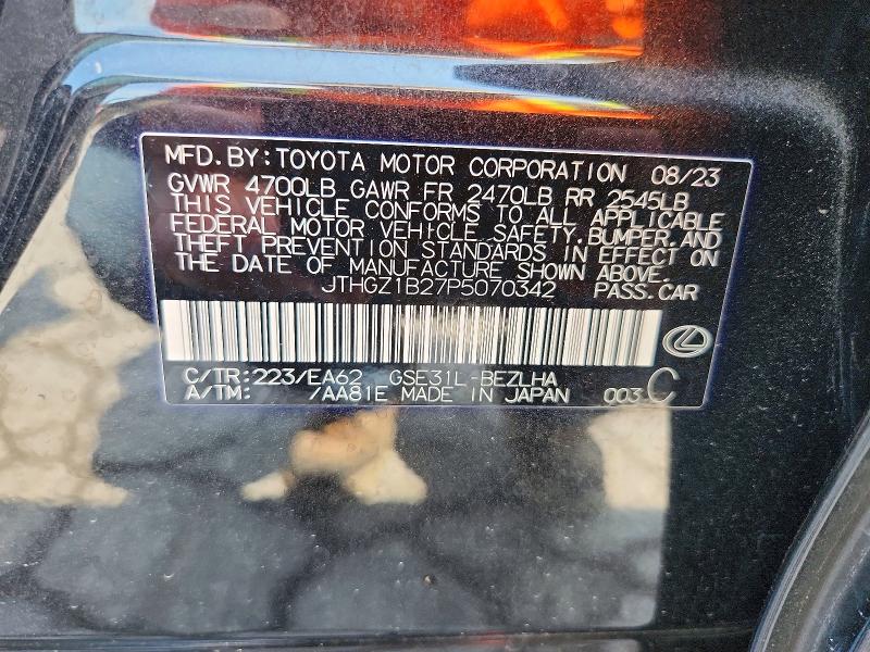 65523086 :رقم المزاد ، JTHGZ1B27P5070342 vin ، 2023 Lexus Is 350 مزاد بيع