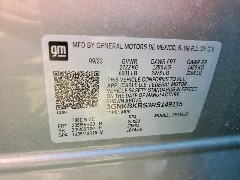 64594616 :رقم المزاد ، 3GNKBKRS3RS149115 vin ، 2024 Chevrolet Blazer مزاد بيع