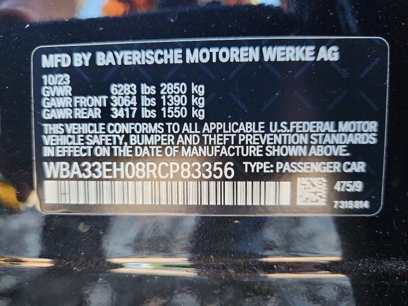 62661646 :رقم المزاد ، WBA33EH08RCP83356 vin ، 2024 Bmw 740 مزاد بيع