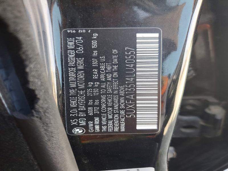 Aukcja sprzedaży 2004 Bmw X5, vin: 5UXFA13514LU40557, numer aukcji: 64094106