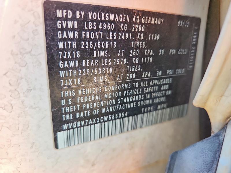 Aukcja sprzedaży 2012 Volkswagen Tiguan, vin: WVGBV7AX3CW585054, numer aukcji: 66113576