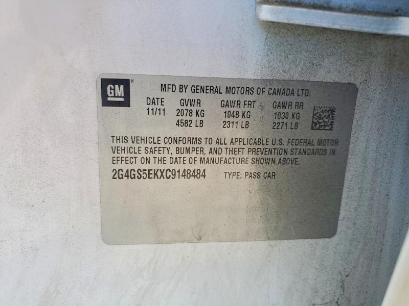Aukcja sprzedaży 2012 Buick Regal, vin: 2G4GS5EKXC9148484, numer aukcji: 64125706