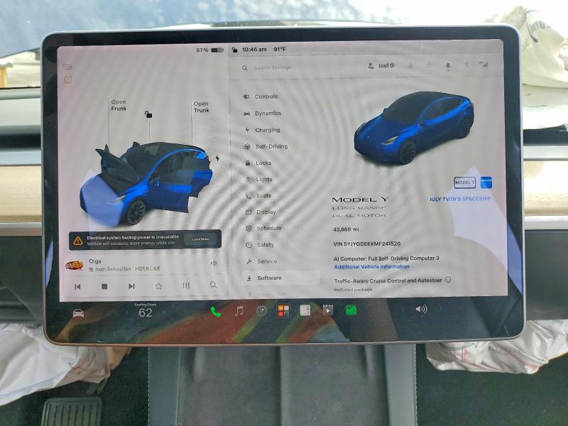 Продаж на аукціоні авто 2021 Tesla Model Y, vin: 5YJYGDEEXMF241520, номер лоту: 66978836