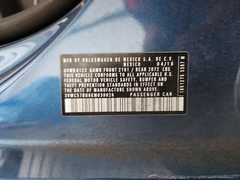 Продаж на аукціоні авто 2019 Volkswagen Jetta, vin: 3VWC57BU6KM030026, номер лоту: 64630656