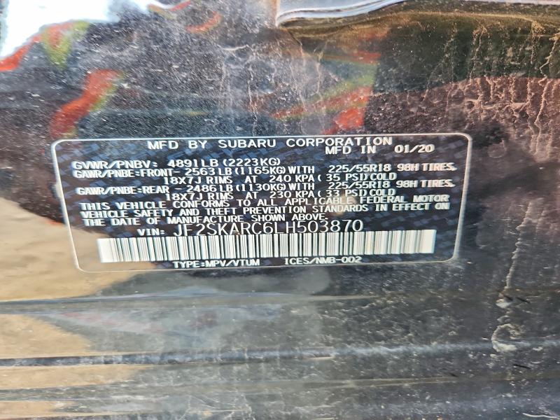 Продаж на аукціоні авто 2020 Subaru Forester, vin: JF2SKARC6LH503870, номер лоту: 63849906