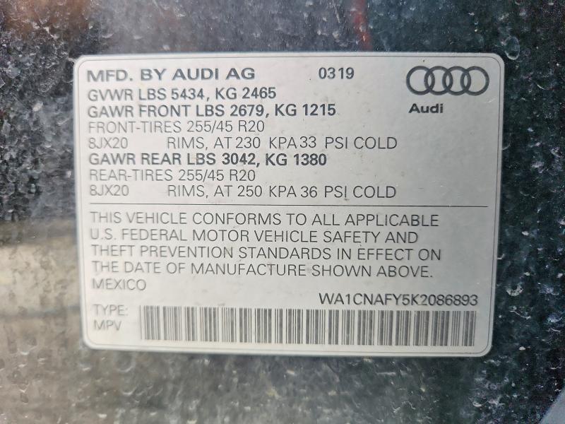 Auction sale of the 2019 Audi Q5, vin: WA1CNAFY5K2086893, lot number: 66645536