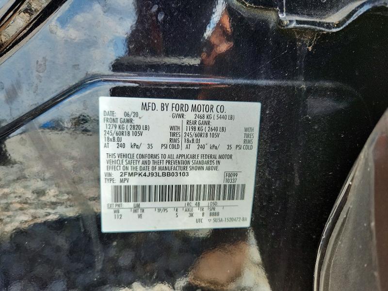 Продаж на аукціоні авто 2020 Ford Edge, vin: 2FMPK4J93LBB03103, номер лоту: 65193536