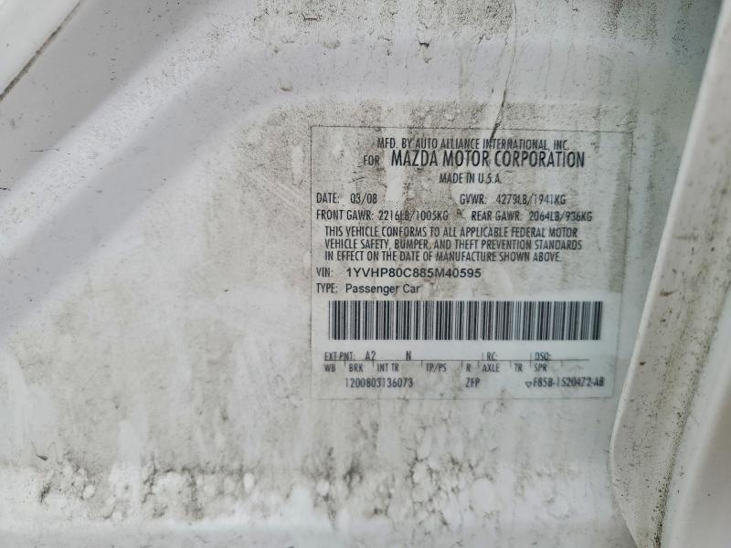 65829296 :رقم المزاد ، 1YVHP80C885M40595 vin ، 2008 Mazda 6 مزاد بيع