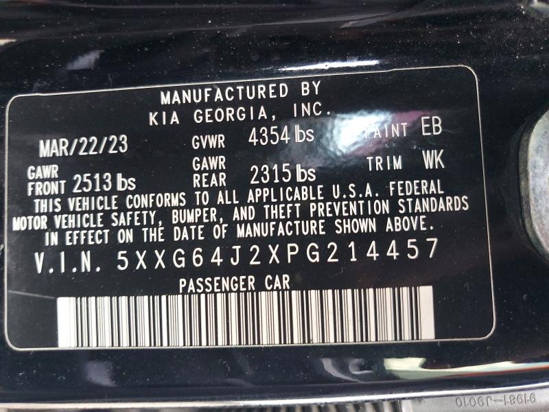 Aukcja sprzedaży 2023 Kia K5, vin: 5XXG64J2XPG214457, numer aukcji: 64104876