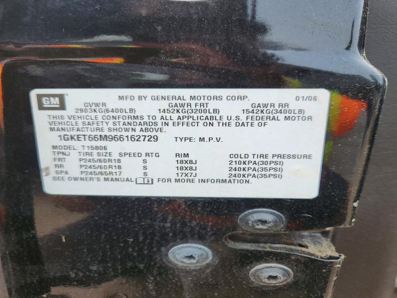 2006 Gmc Envoy მანქანა იყიდება აუქციონზე, vin: 1GKET66M966162729, აუქციონის ნომერი: 63900566
