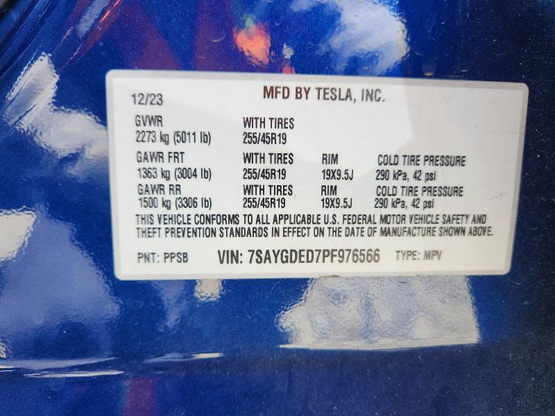 65761316 :رقم المزاد ، 7SAYGDED7PF976566 vin ، 2023 Tesla Model Y مزاد بيع
