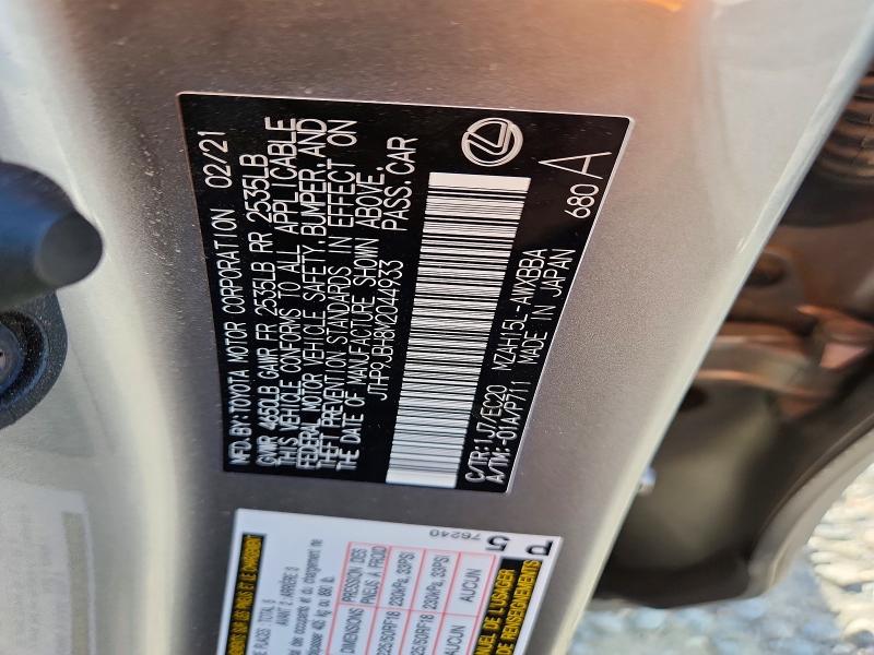 65664596 :رقم المزاد ، JTHP9JBH8M2044933 vin ، 2021 Lexus Ux مزاد بيع