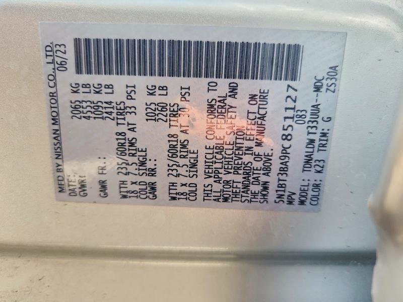 Продажа на аукционе авто 2023 Nissan Rogue, vin: 5N1BT3BA9PC851127, номер лота: 63745136