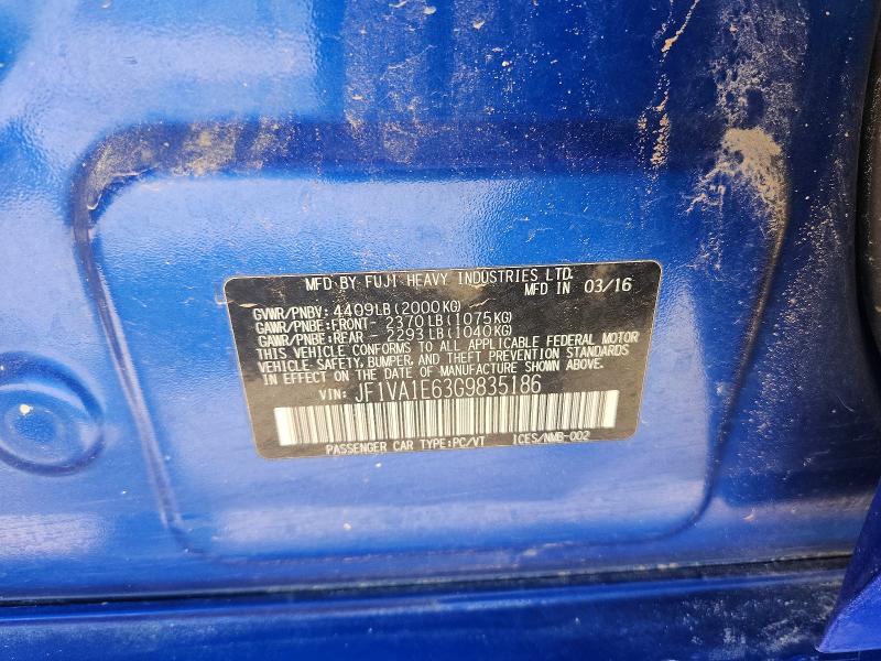 Продажа на аукционе авто 2016 Subaru Wrx, vin: JF1VA1E63G9835186, номер лота: 66463676